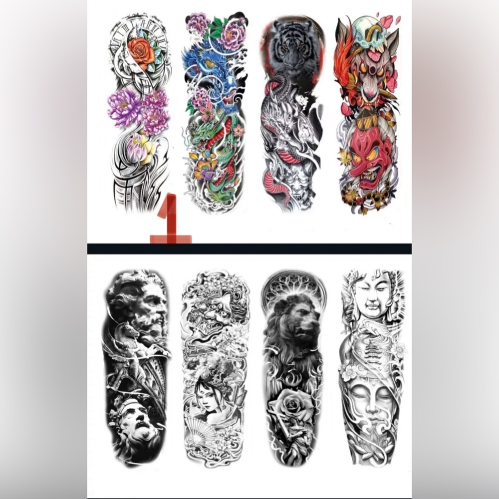Temporary Full Sleeve Tattoo 8 tattoos in one packet